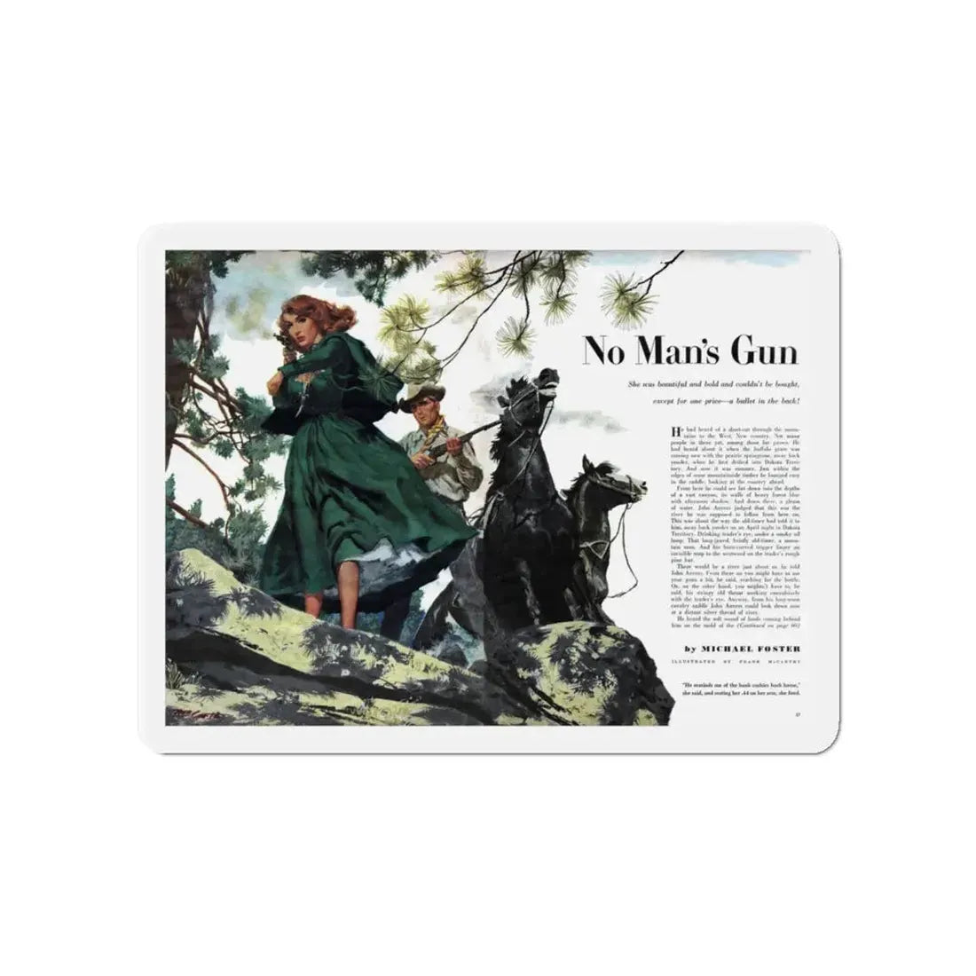 No Man's Gun, Argosy, January 1956 (Magazine Illustration) Refrigerator Magnet - The Sticker Space