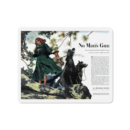 No Man's Gun, Argosy, January 1956 (Magazine Illustration) Refrigerator Magnet-2" x 2"-The Sticker Space