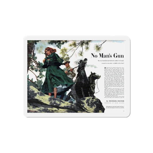 No Man's Gun, Argosy, January 1956 (Magazine Illustration) Refrigerator Magnet-6 × 6"-The Sticker Space