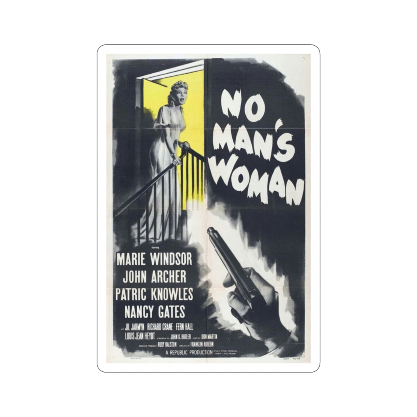 No Mans Woman 1955 Movie Poster STICKER Vinyl Die-Cut Decal-2 Inch-The Sticker Space