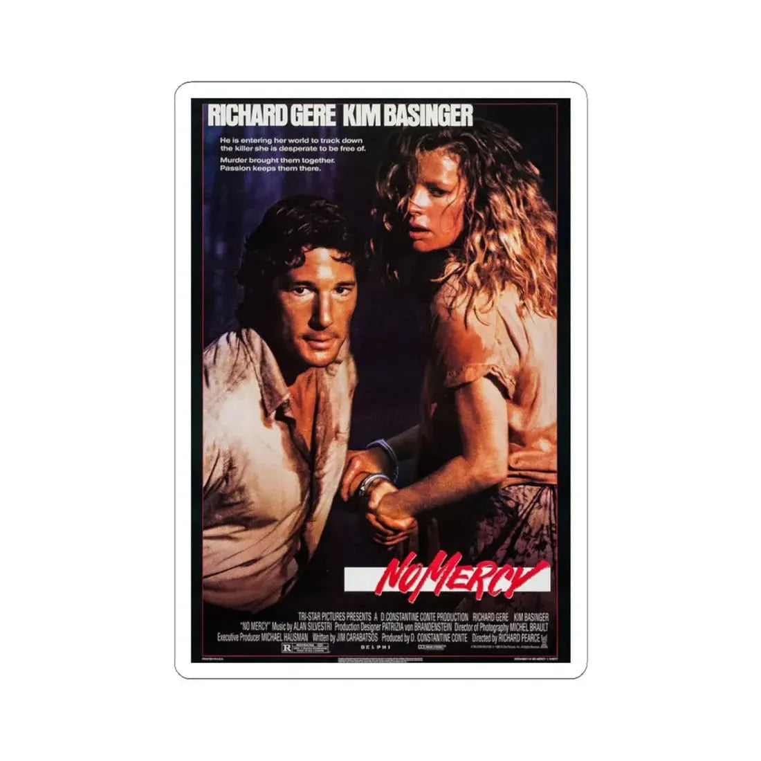 No Mercy 1986 Movie Poster - STICKER Vinyl Kiss-Cut Decal 3 Inch White - The Sticker Space