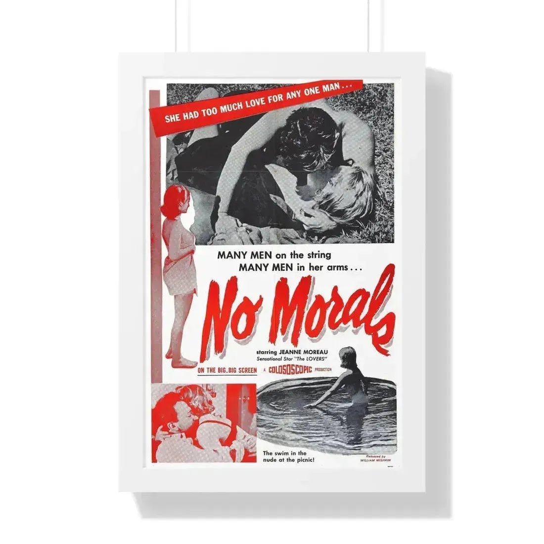 NO MORALS 1955 - Framed Movie Poster 16″ x 24″ White - The Sticker Space