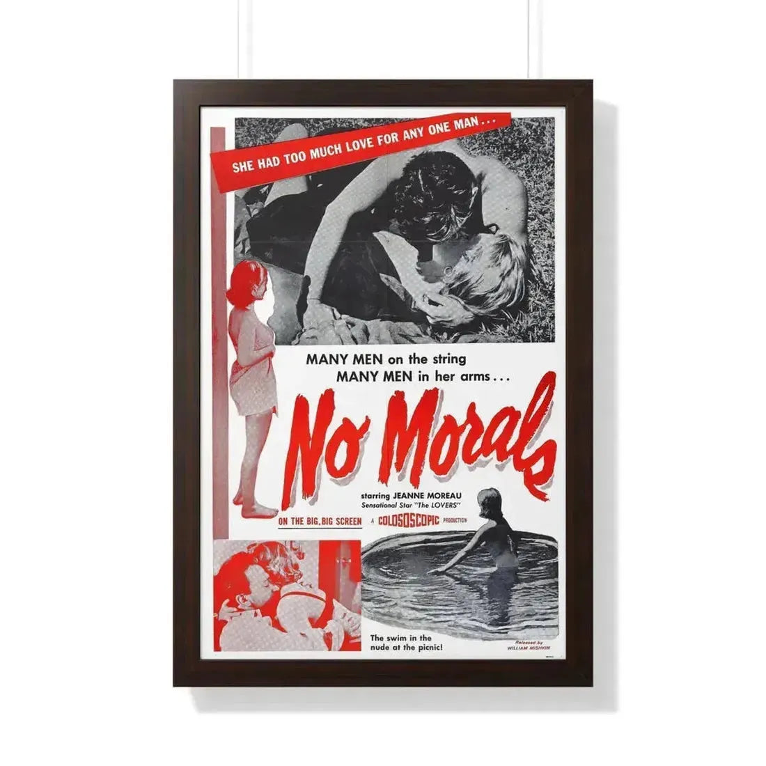 NO MORALS 1955 - Framed Movie Poster 20" x 30" Walnut - The Sticker Space