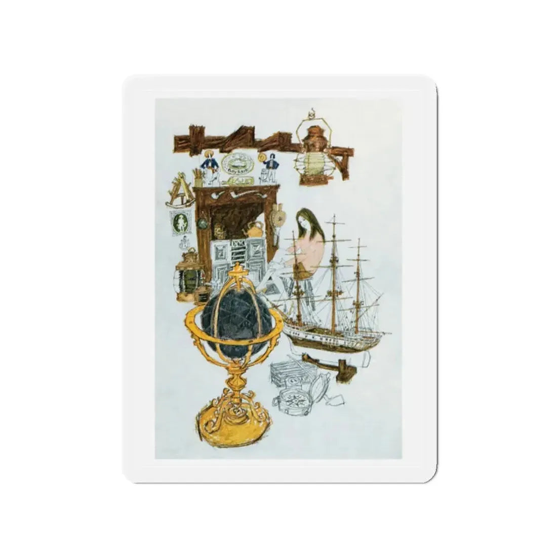 No More A-Roving by Lynn Bretton, Woman magazine, 1969 (Magazine Illustration) Refrigerator Magnet 2 Inch - The Sticker Space