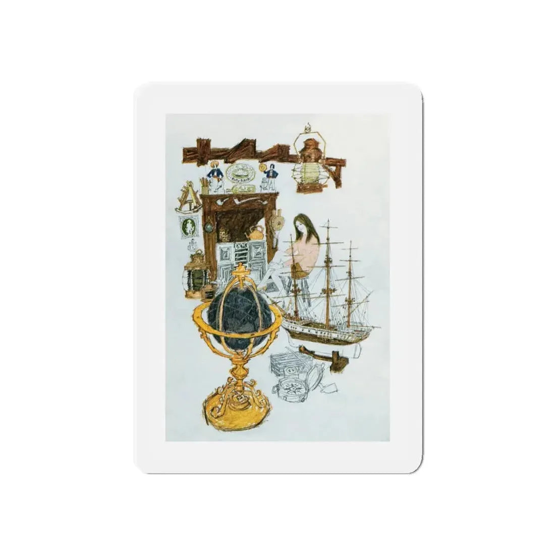 No More A-Roving by Lynn Bretton, Woman magazine, 1969 (Magazine Illustration) Refrigerator Magnet 5 Inch - The Sticker Space