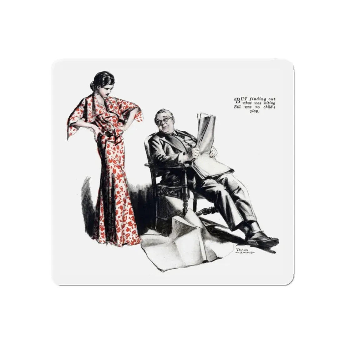 No More Orchids (5), Liberty magazine, July 9, 1932 (Magazine Illustration) Refrigerator Magnet - The Sticker Space