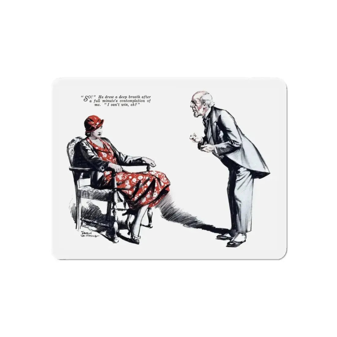 No More Orchids (6), Liberty magazine, July 9, 1932 (Magazine Illustration) Refrigerator Magnet 6 Inch - The Sticker Space