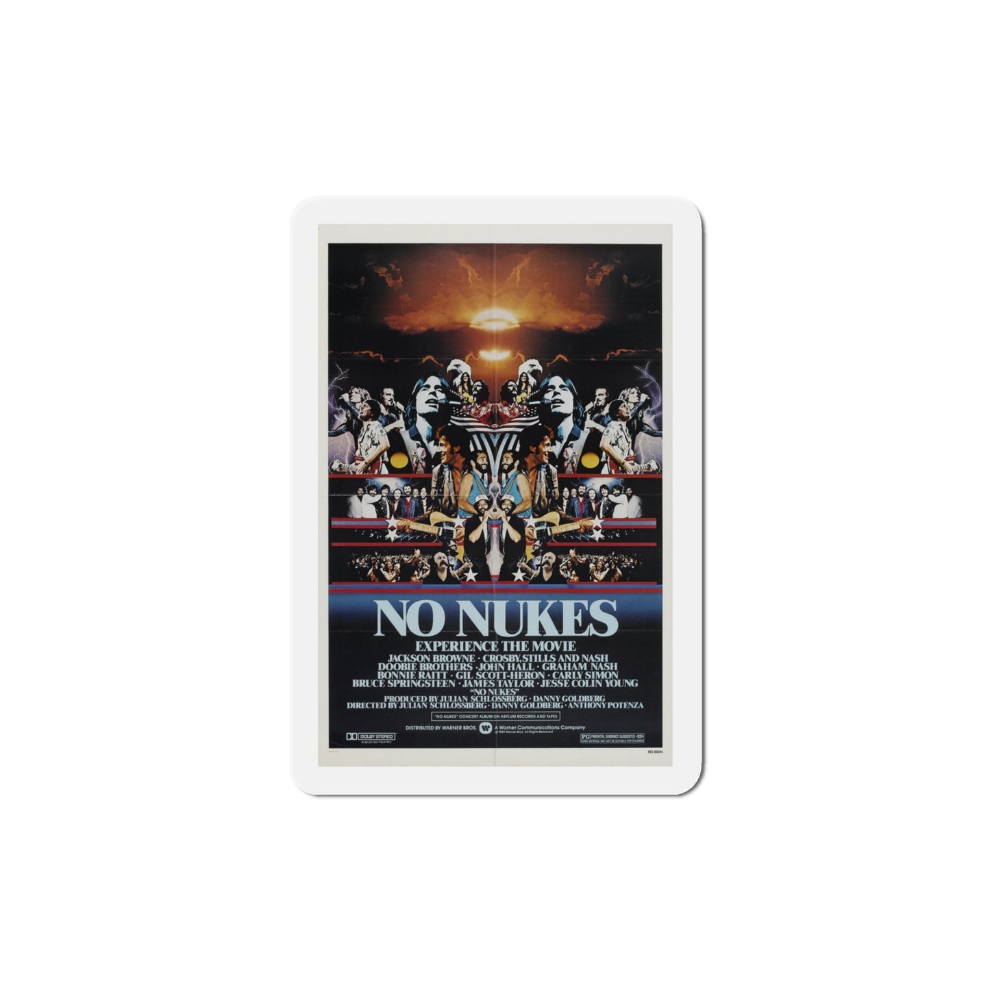 No Nukes 1980 Movie Poster Die-Cut Magnet-4" x 4"-The Sticker Space