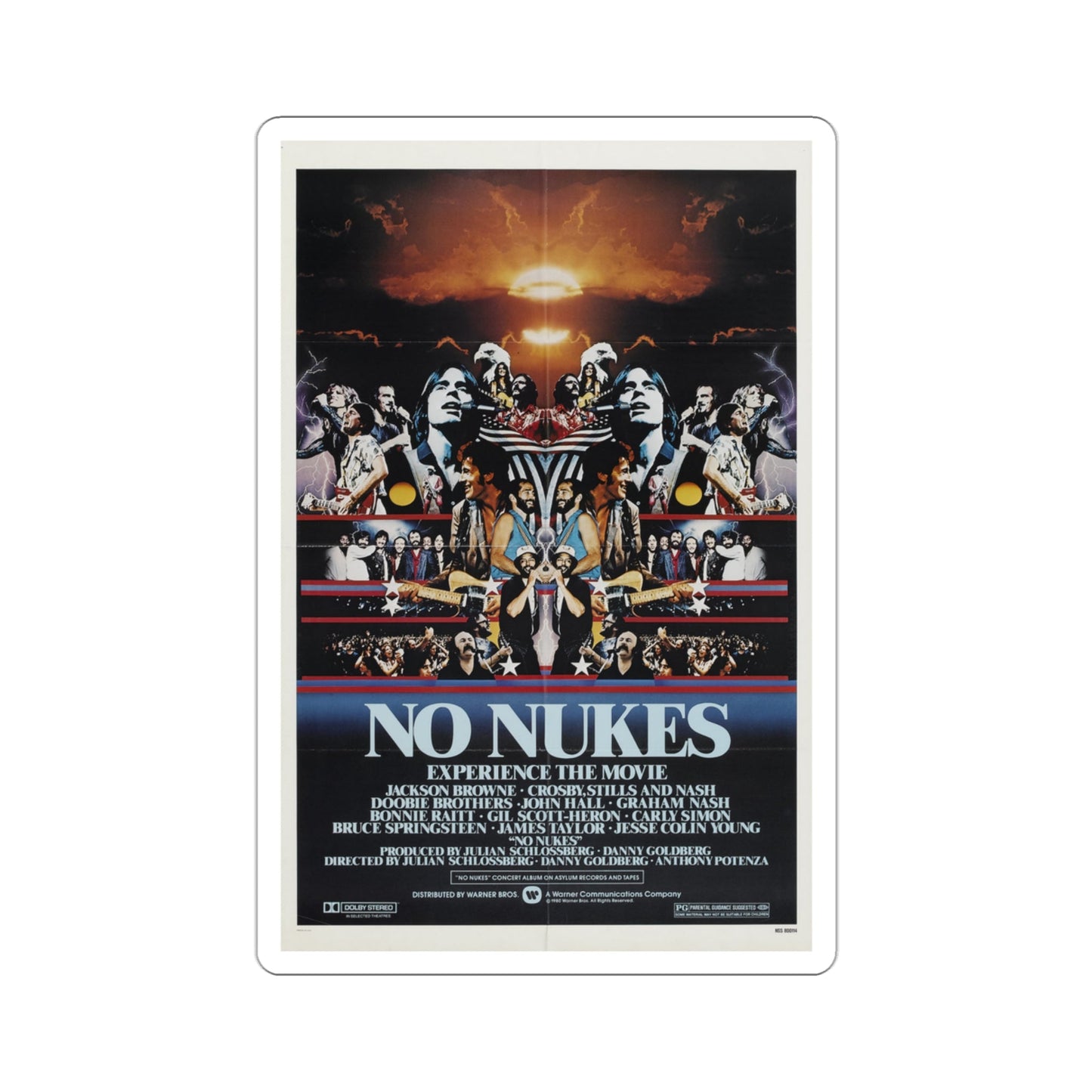 No Nukes 1980 Movie Poster STICKER Vinyl Die-Cut Decal-3 Inch-The Sticker Space