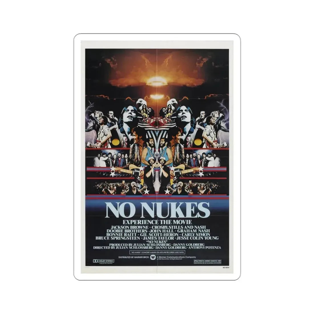 No Nukes 1980 Movie Poster STICKER Vinyl Die-Cut Decal 3 Inch - The Sticker Space