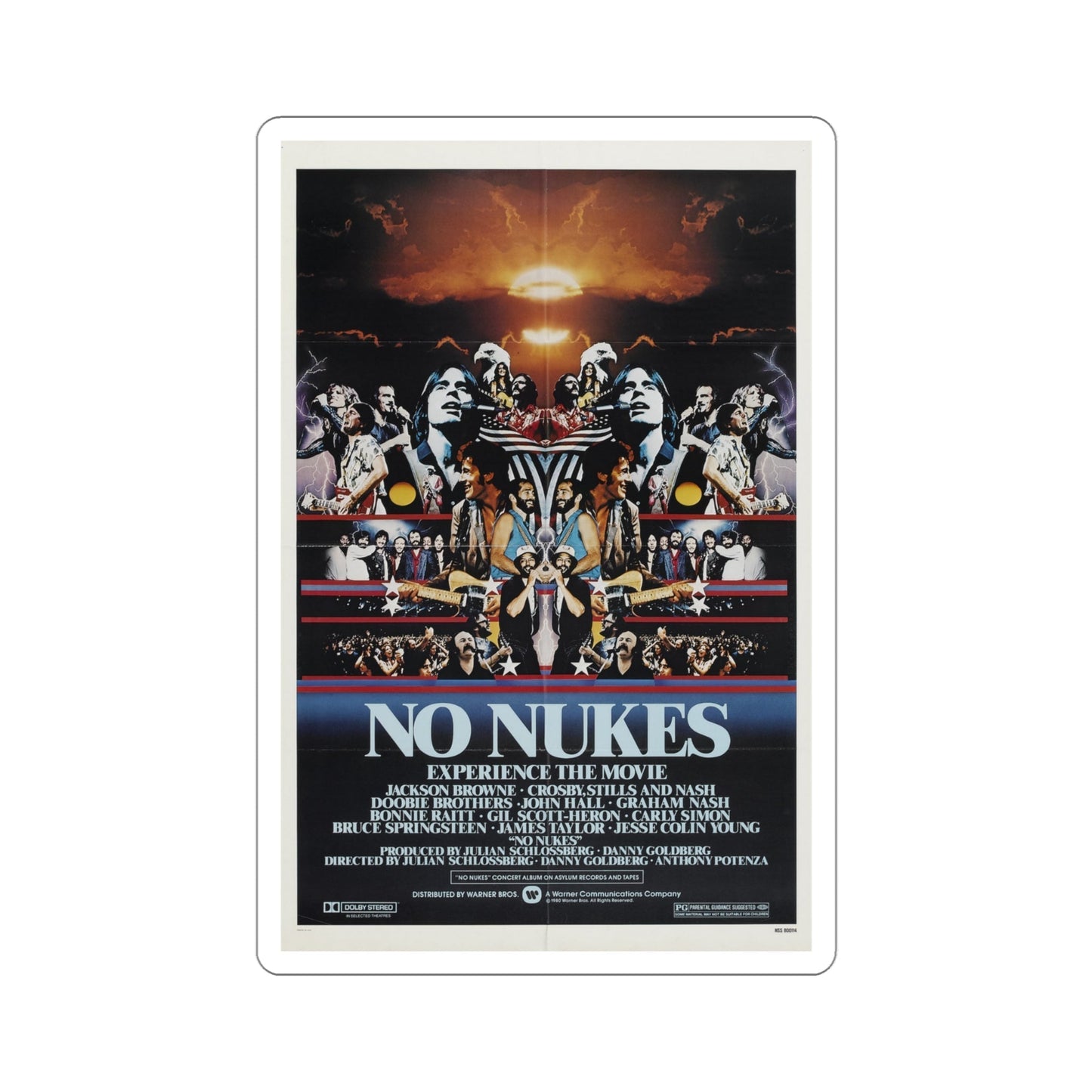 No Nukes 1980 Movie Poster STICKER Vinyl Die-Cut Decal-4 Inch-The Sticker Space