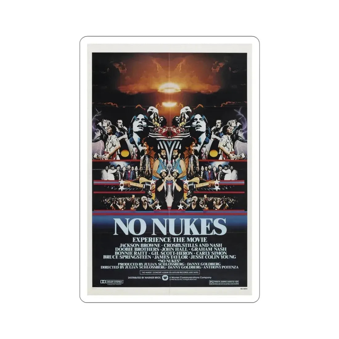 No Nukes 1980 Movie Poster STICKER Vinyl Die-Cut Decal 4 Inch - The Sticker Space