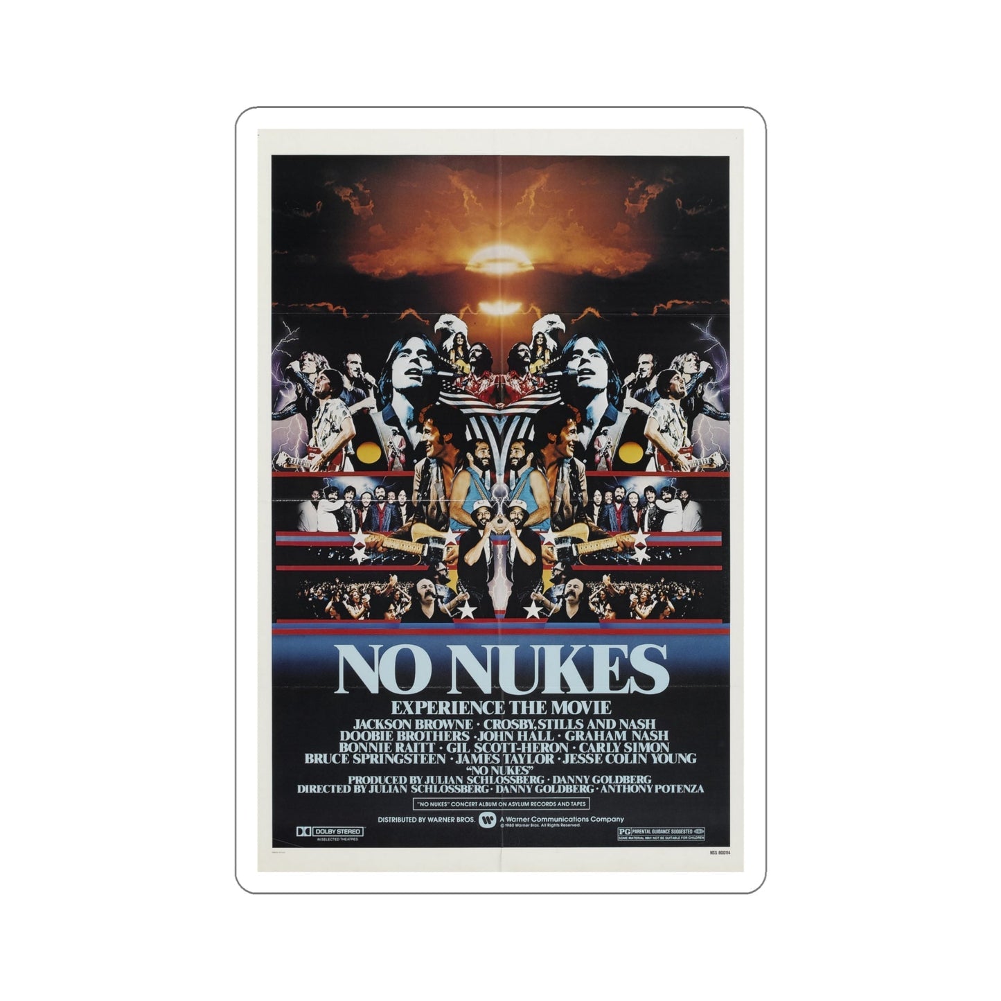 No Nukes 1980 Movie Poster STICKER Vinyl Die-Cut Decal-6 Inch-The Sticker Space