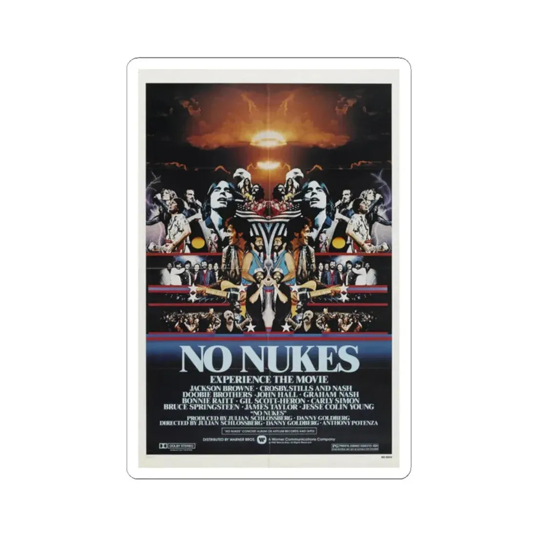 No Nukes 1980 Movie Poster - STICKER Vinyl Kiss-Cut Decal 2 Inch White - The Sticker Space