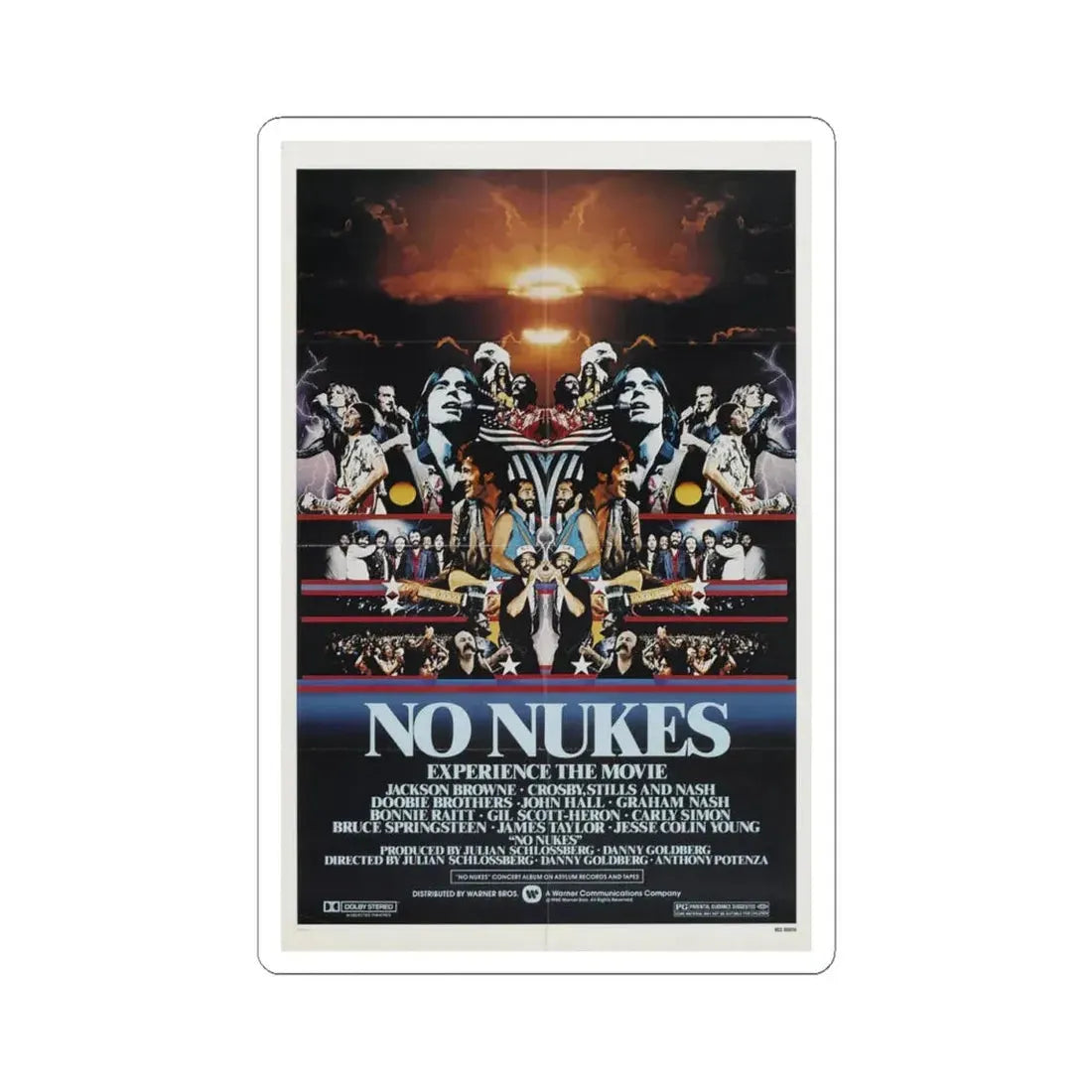 No Nukes 1980 Movie Poster - STICKER Vinyl Kiss-Cut Decal 4 Inch White - The Sticker Space