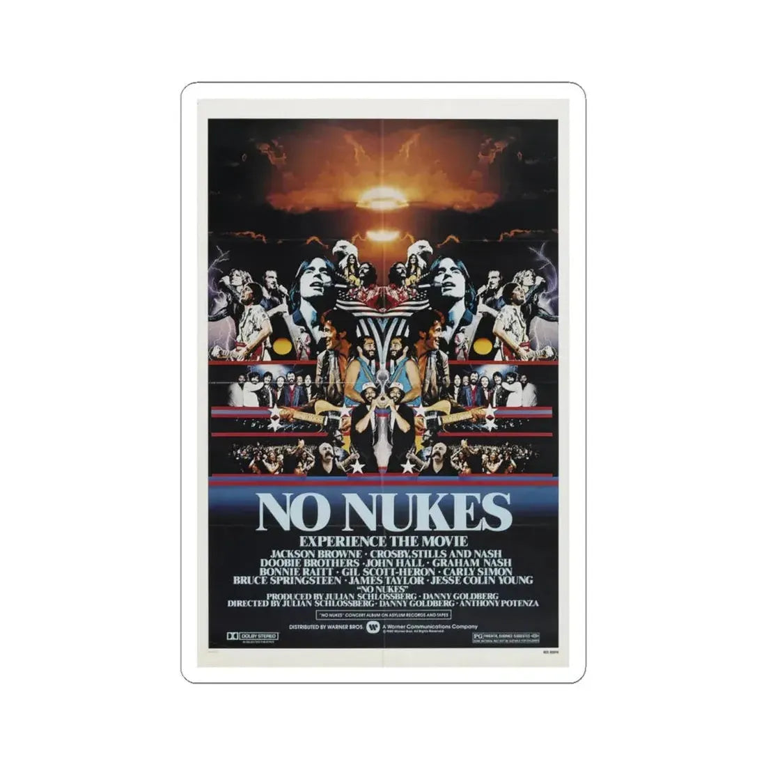 No Nukes 1980 Movie Poster - STICKER Vinyl Kiss-Cut Decal 6 Inch White - The Sticker Space