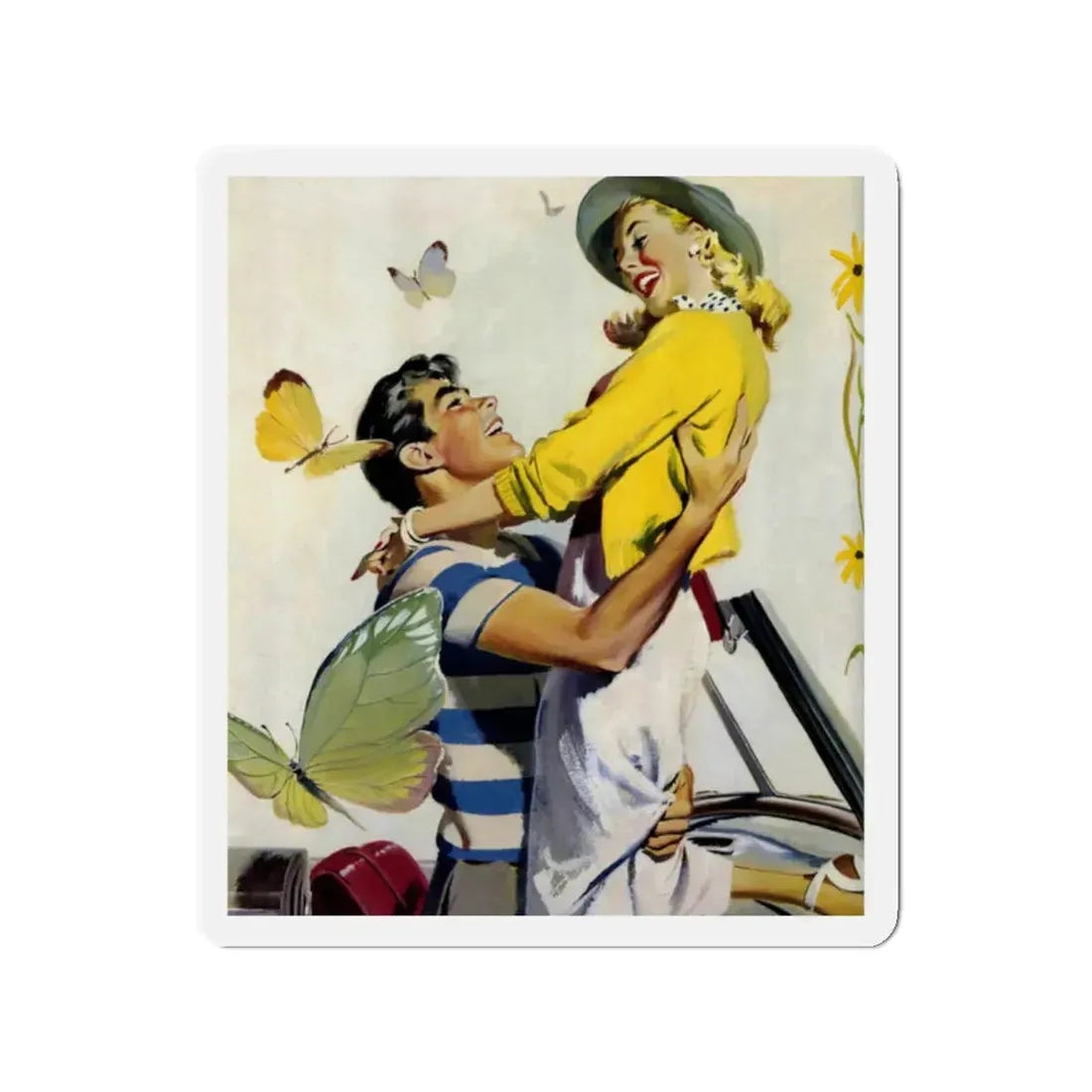 No One Was Holding the Steering Wheel..., 1952 (Magazine Illustration) Refrigerator Magnet - The Sticker Space