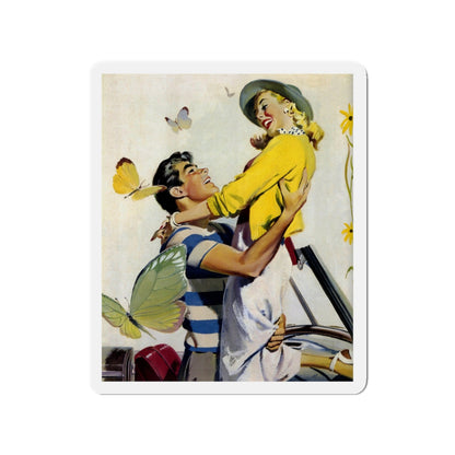 No One Was Holding the Steering Wheel..., 1952 (Magazine Illustration) Refrigerator Magnet-3" x 3"-The Sticker Space