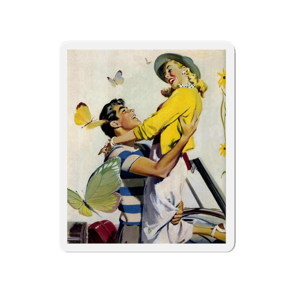 No One Was Holding the Steering Wheel..., 1952 (Magazine Illustration) Refrigerator Magnet-4" x 4"-The Sticker Space