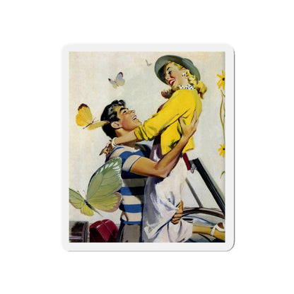 No One Was Holding the Steering Wheel..., 1952 (Magazine Illustration) Refrigerator Magnet-5" x 5"-The Sticker Space