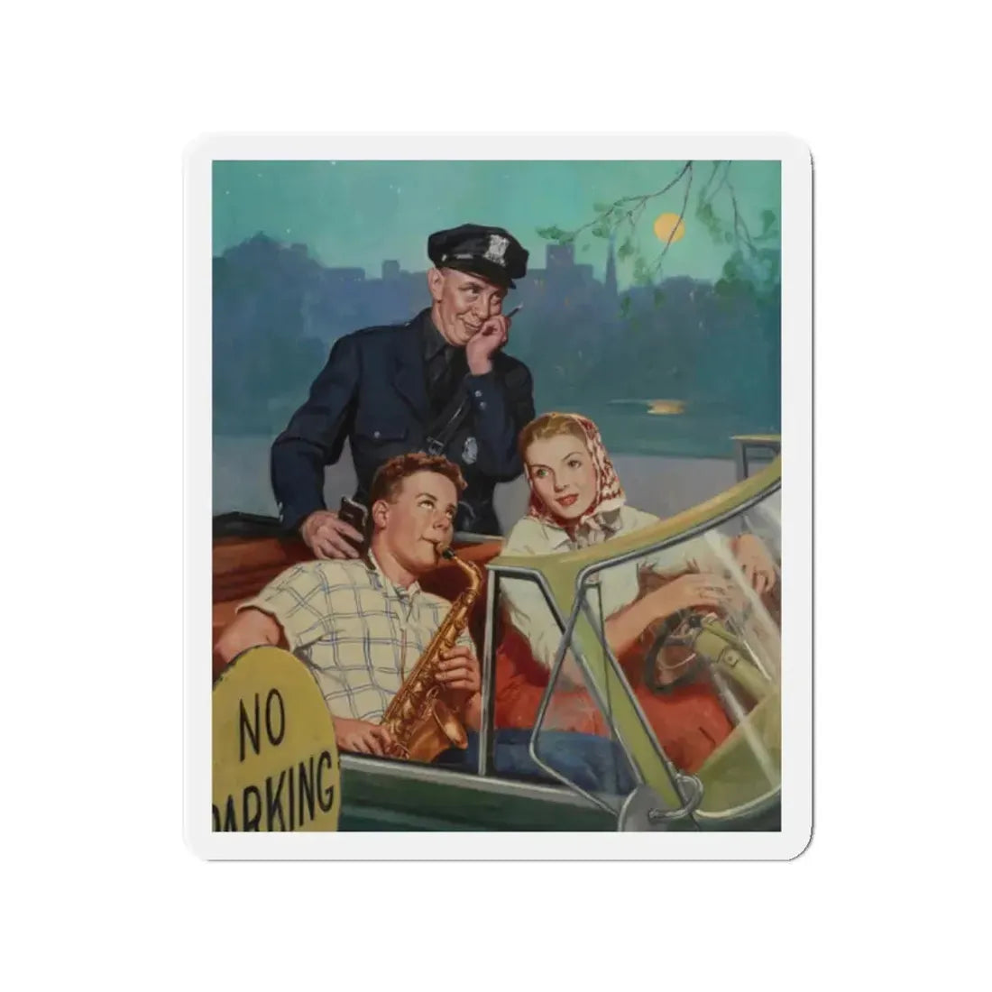 No Parking (Magazine Illustration) Refrigerator Magnet 2 Inch - The Sticker Space