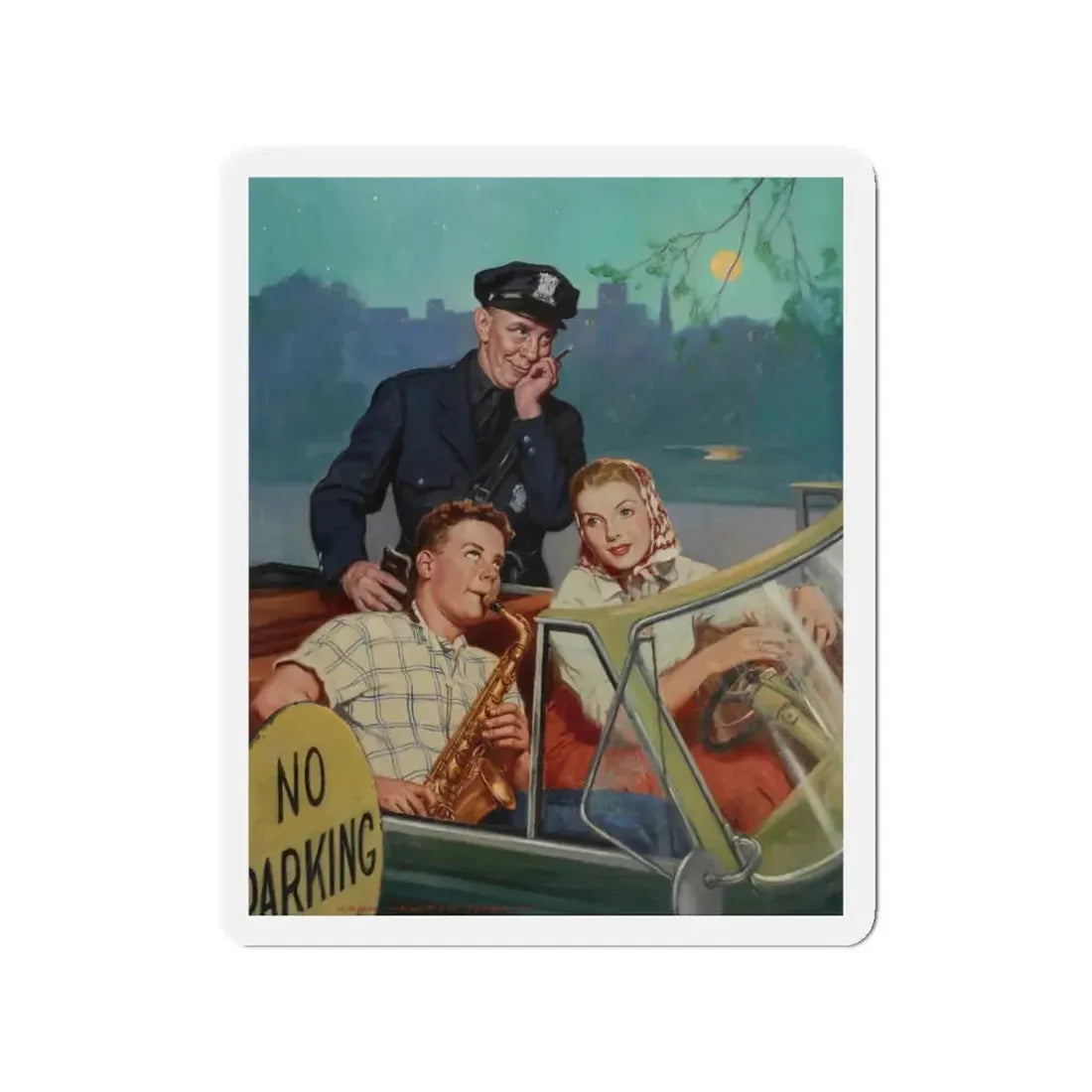 No Parking (Magazine Illustration) Refrigerator Magnet 3 Inch - The Sticker Space