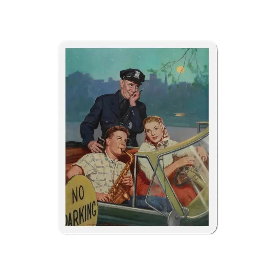 No Parking (Magazine Illustration) Refrigerator Magnet 5 Inch - The Sticker Space