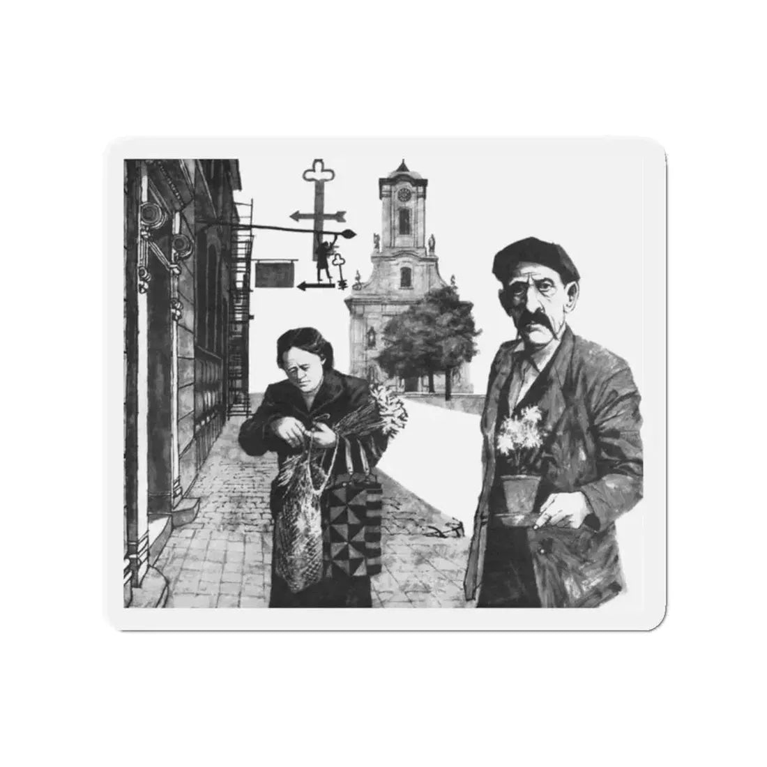 No Peace In Cinkota by Beata Bishop, Good Housekeeping magazine, 1961 (Magazine Illustration) Refrigerator Magnet 2 Inch - The Sticker Space