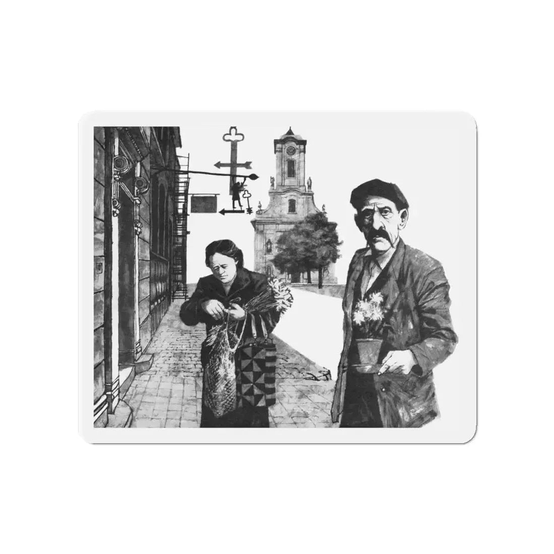 No Peace In Cinkota by Beata Bishop, Good Housekeeping magazine, 1961 (Magazine Illustration) Refrigerator Magnet 4 Inch - The Sticker Space