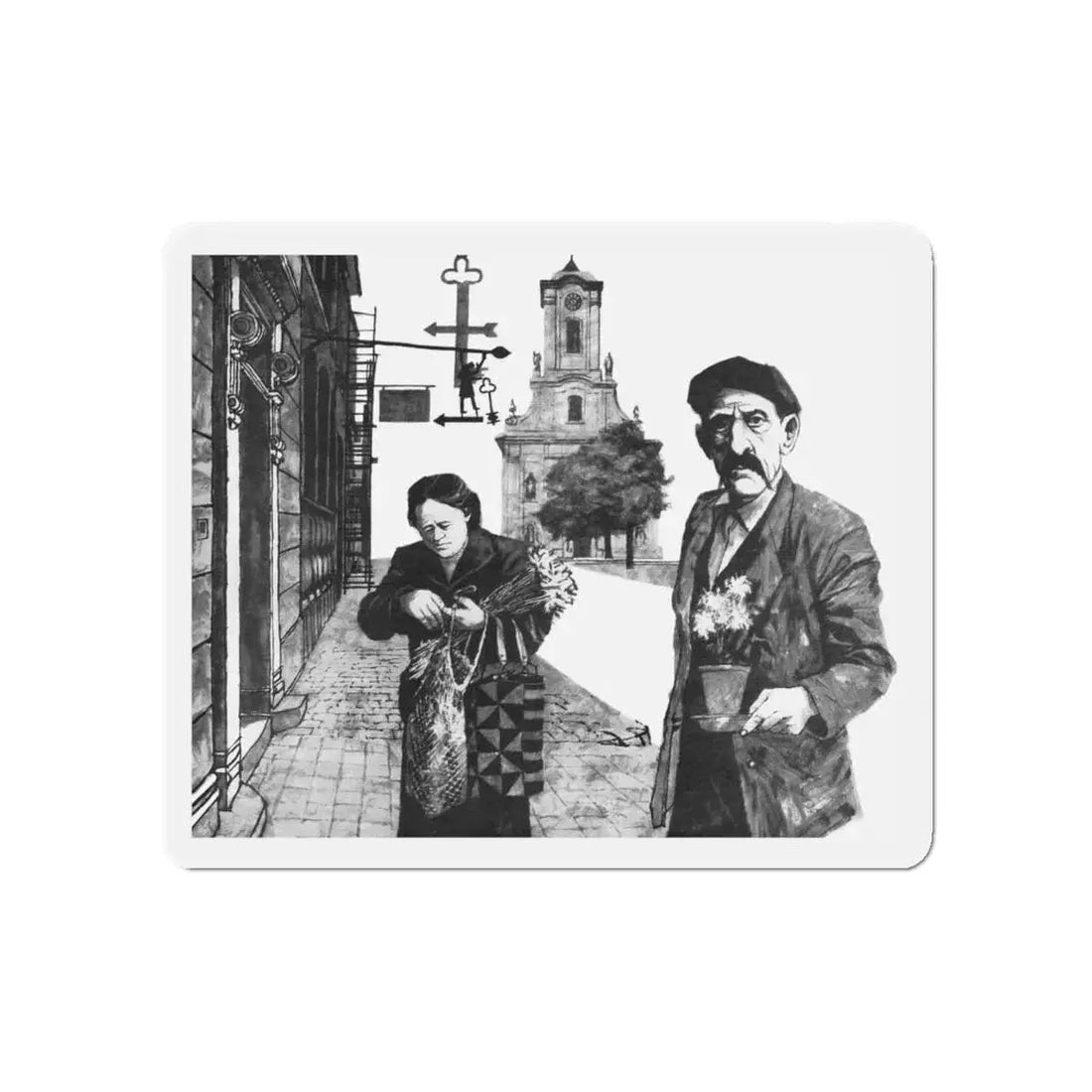 No Peace In Cinkota by Beata Bishop, Good Housekeeping magazine, 1961 (Magazine Illustration) Refrigerator Magnet 5 Inch - The Sticker Space