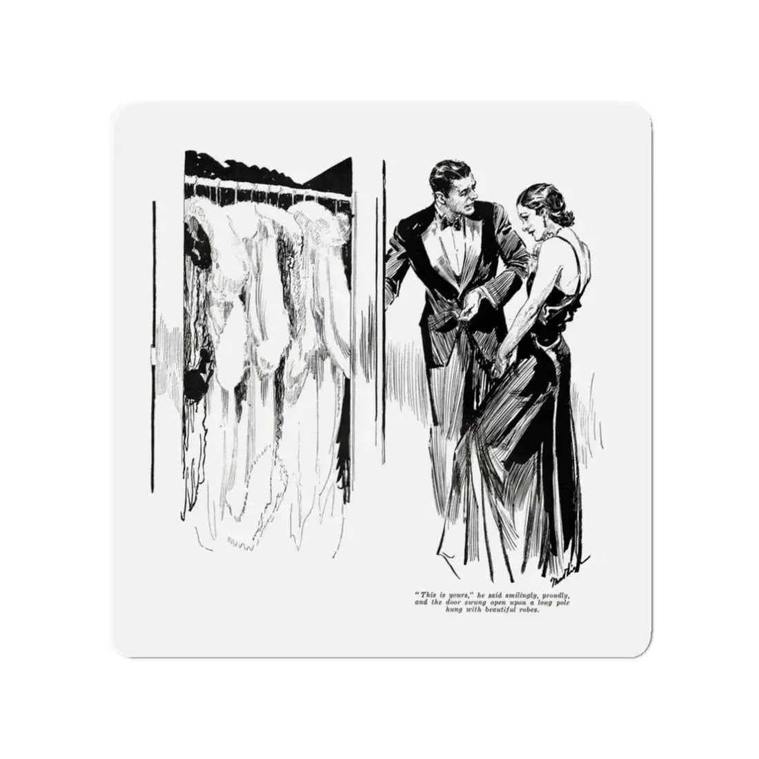 No Place for Goats in Eden (1), Liberty magazine, July 30, 1932 (Magazine Illustration) Refrigerator Magnet 3 Inch - The Sticker Space