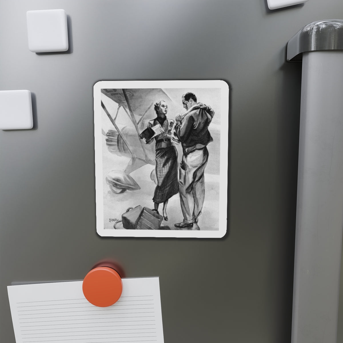 No Romance In Flying, Eh, Liberty magazine, April 4, 1936 (Magazine Illustration) Refrigerator Magnet-The Sticker Space