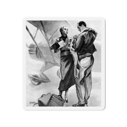No Romance In Flying, Eh, Liberty magazine, April 4, 1936 (Magazine Illustration) Refrigerator Magnet 2 Inch - The Sticker Space