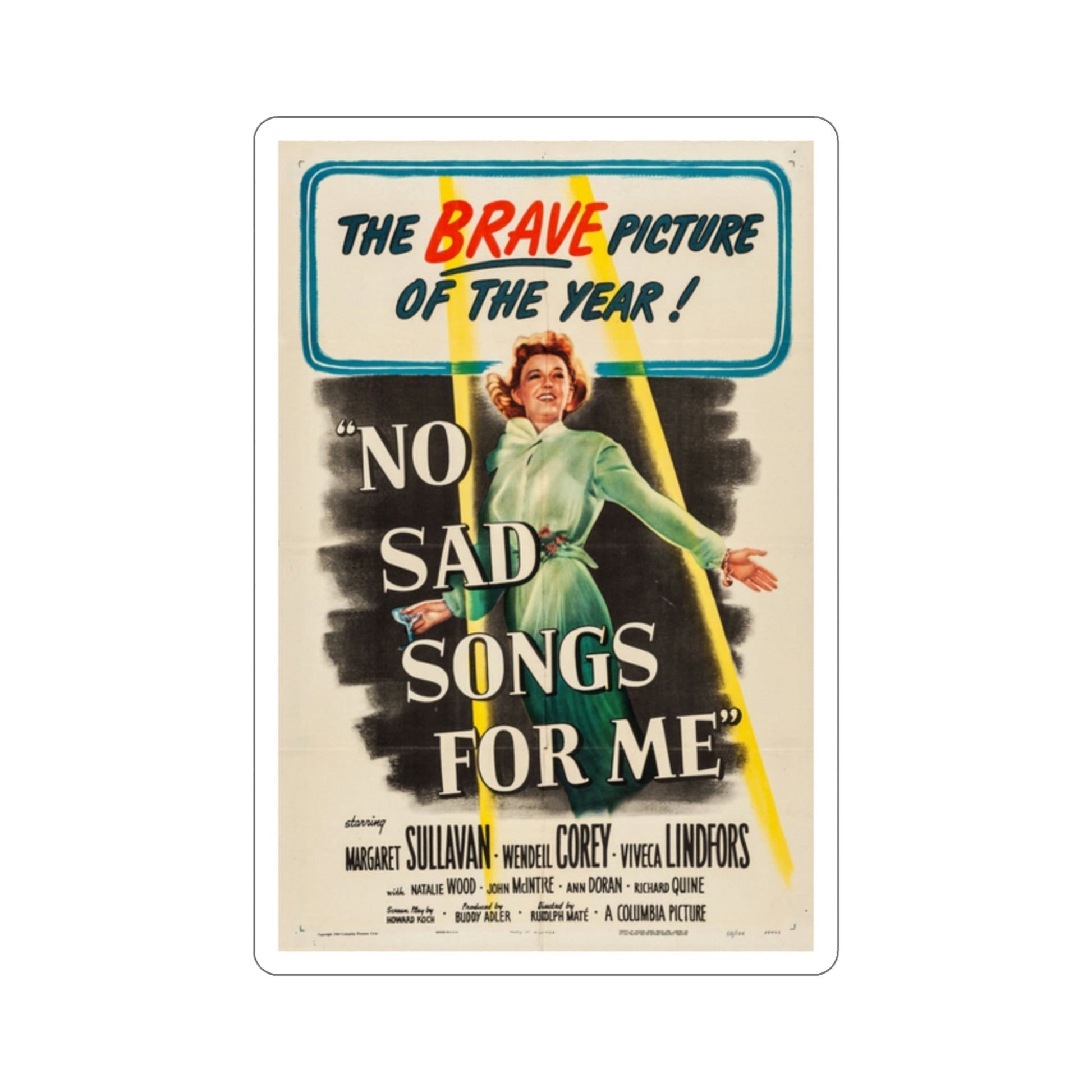 No Sad Songs for Me 1950 Movie Poster STICKER Vinyl Die-Cut Decal-2 Inch-The Sticker Space