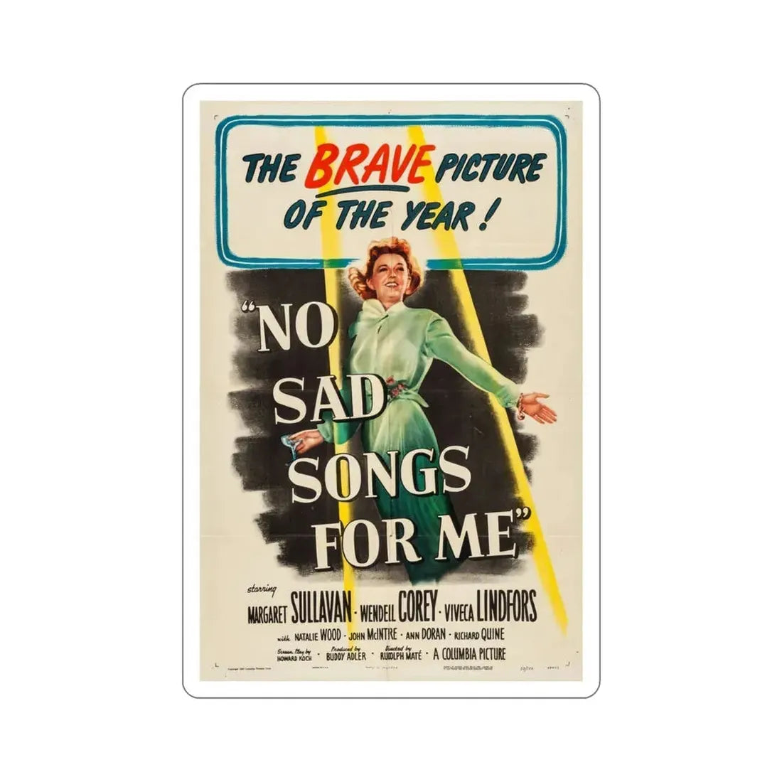No Sad Songs for Me 1950 Movie Poster STICKER Vinyl Die-Cut Decal 4 Inch - The Sticker Space