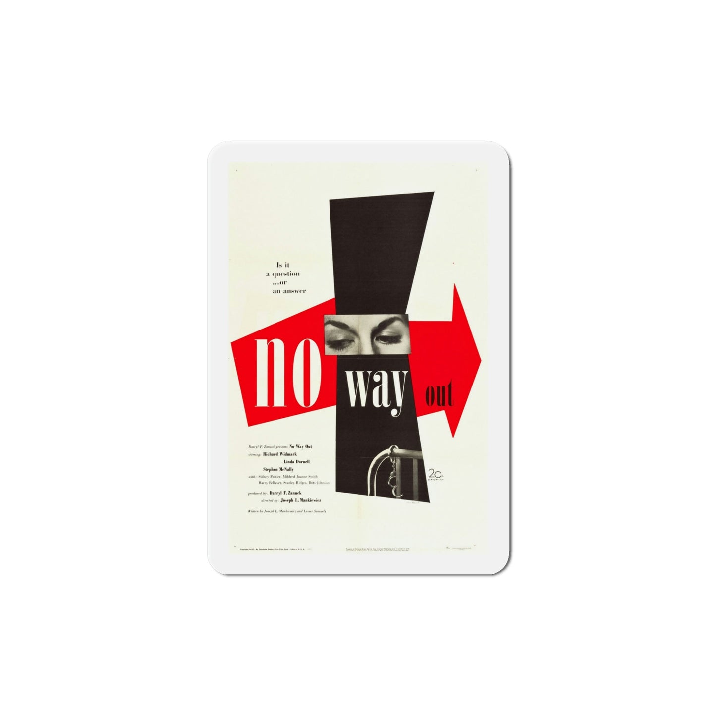 No Way Out 1950 Movie Poster Die-Cut Magnet-5 Inch-The Sticker Space