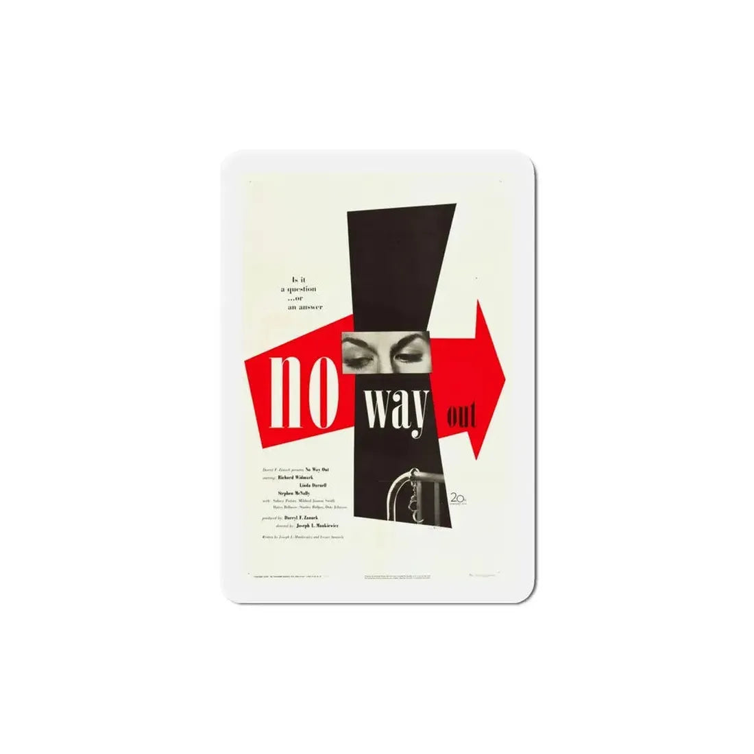 No Way Out 1950 Movie Poster Refrigerator Magnet 6 Inch - The Sticker Space