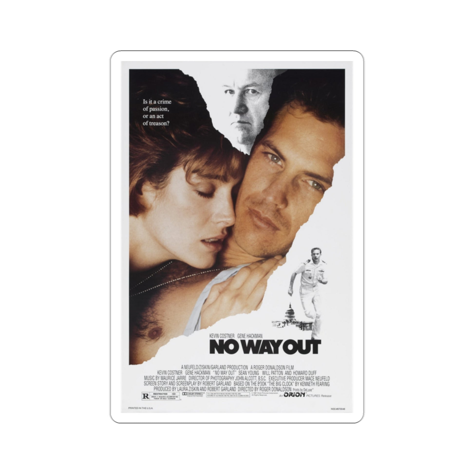 No Way Out 1987 Movie Poster STICKER Vinyl Die-Cut Decal-2 Inch-The Sticker Space