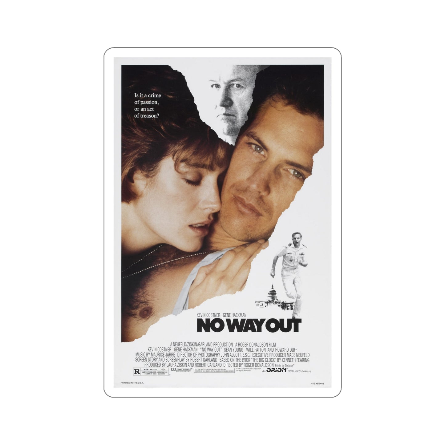 No Way Out 1987 Movie Poster STICKER Vinyl Die-Cut Decal-6 Inch-The Sticker Space