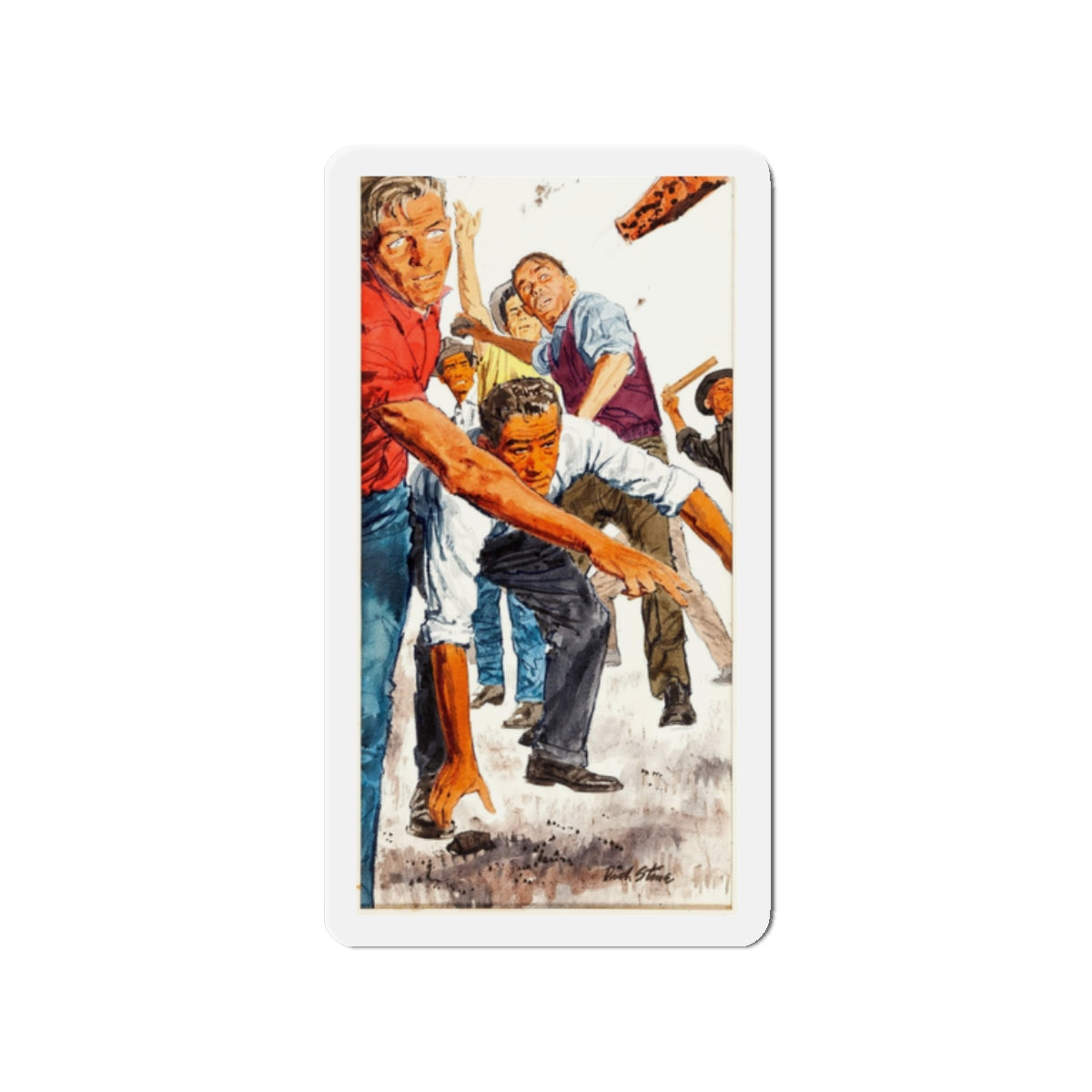 No Way Out, The Saturday Evening Post story illustration, 1958 (Magazine Illustration) Refrigerator Magnet-2" x 2"-The Sticker Space