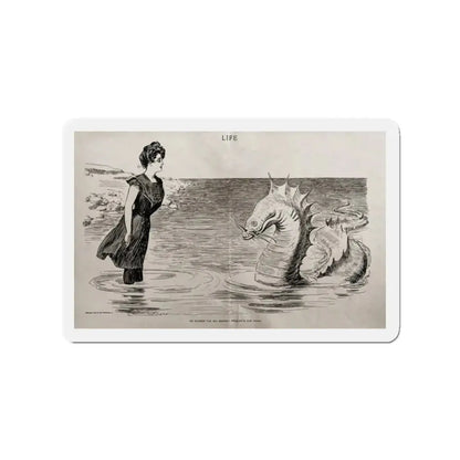 No Wonder the Sea Serpent Frequents Our Coast, Life magazine, July 5, 1900 (Magazine Illustration) Refrigerator Magnet 2 Inch - The Sticker Space