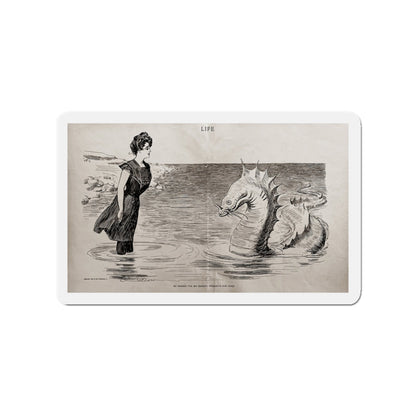 No Wonder the Sea Serpent Frequents Our Coast, Life magazine, July 5, 1900 (Magazine Illustration) Refrigerator Magnet-3" x 3"-The Sticker Space