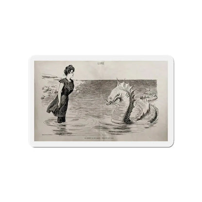 No Wonder the Sea Serpent Frequents Our Coast, Life magazine, July 5, 1900 (Magazine Illustration) Refrigerator Magnet 4 Inch - The Sticker Space