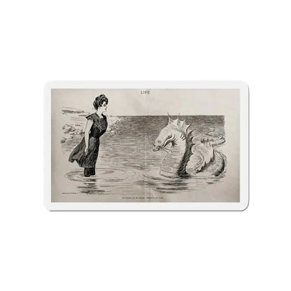 No Wonder the Sea Serpent Frequents Our Coast, Life magazine, July 5, 1900 (Magazine Illustration) Refrigerator Magnet 5 Inch - The Sticker Space