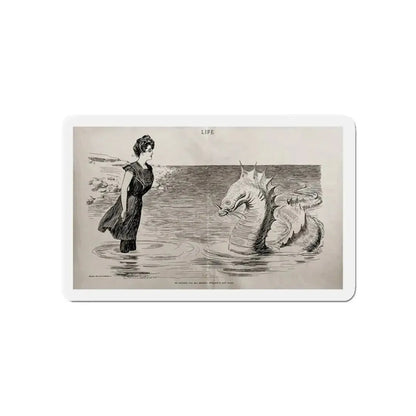 No Wonder the Sea Serpent Frequents Our Coast, Life magazine, July 5, 1900 (Magazine Illustration) Refrigerator Magnet - The Sticker Space