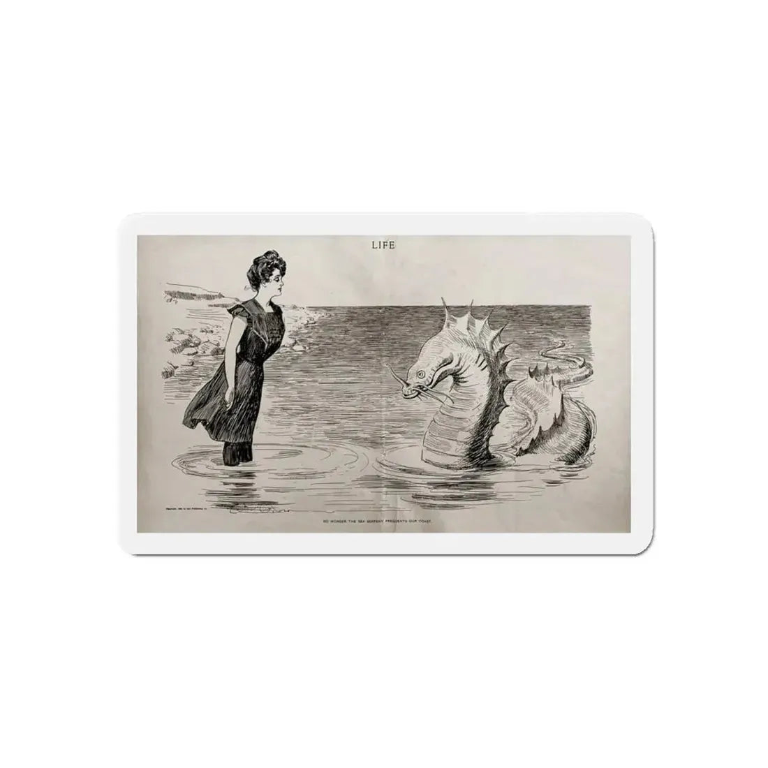 No Wonder the Sea Serpent Frequents Our Coast, Life magazine, July 5, 1900 (Magazine Illustration) Refrigerator Magnet - The Sticker Space