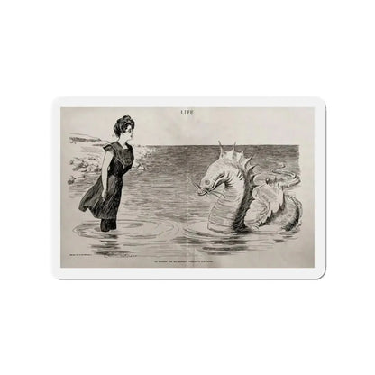 No Wonder the Sea Serpent Frequents Our Coast, Life magazine, July 5, 1900 (Magazine Illustration) Refrigerator Magnet - The Sticker Space