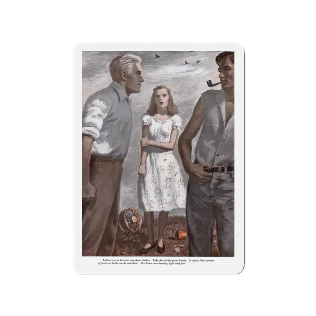 No Words for Love, Redbook, February 1948 (Magazine Illustration) Refrigerator Magnet 2 Inch - The Sticker Space