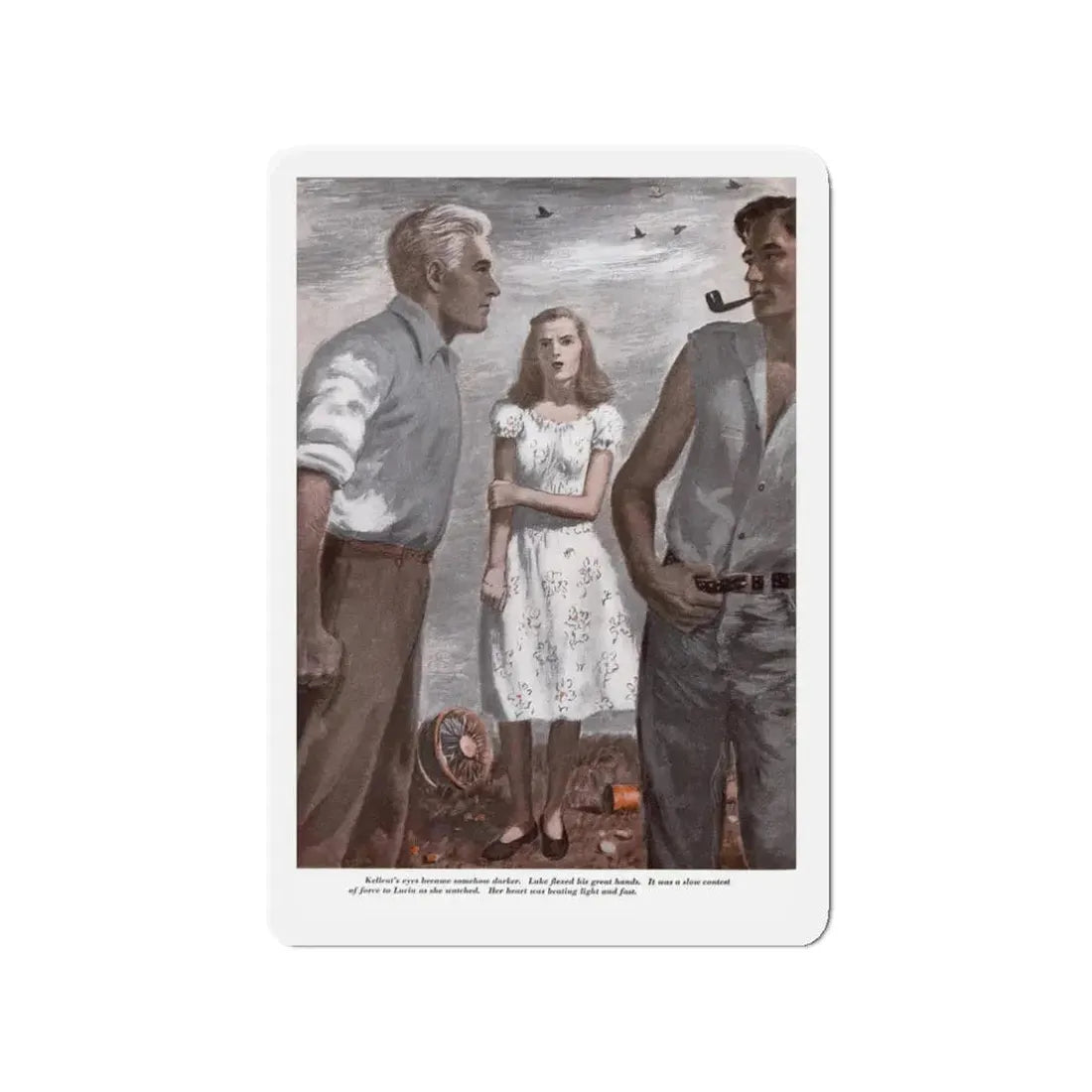 No Words for Love, Redbook, February 1948 (Magazine Illustration) Refrigerator Magnet 3 Inch - The Sticker Space