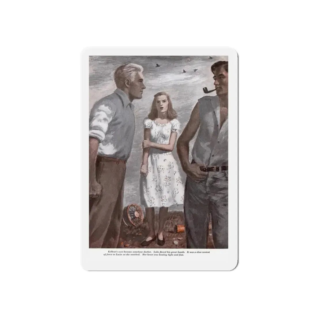 No Words for Love, Redbook, February 1948 (Magazine Illustration) Refrigerator Magnet 5 Inch - The Sticker Space